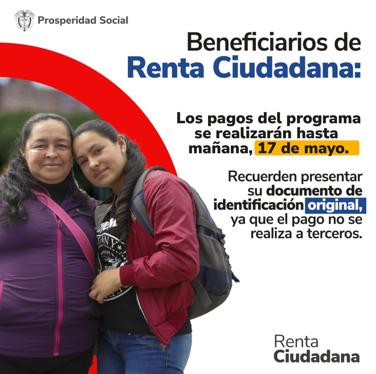 Beneficiarios de #RentaCiudadana: ¿ya reclamaron su primer incentivo? Recuerden que está disponible hasta mañana viernes 17 de mayo. Al momento del cobro deben presentar el documento de identificación original del titular.
Consulten los puntos de pago 👇: …ocumentacion.prosperidadsocial.gov.co/2024/SGPP/TM/R…