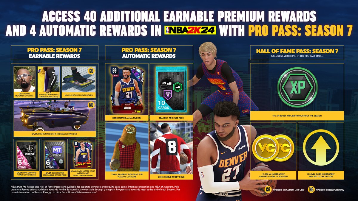 Get access to 40 additional rewards ➕ 4 automatic rewards with the Pro Pass & Hall of Fame Pass in Season 7 👀
