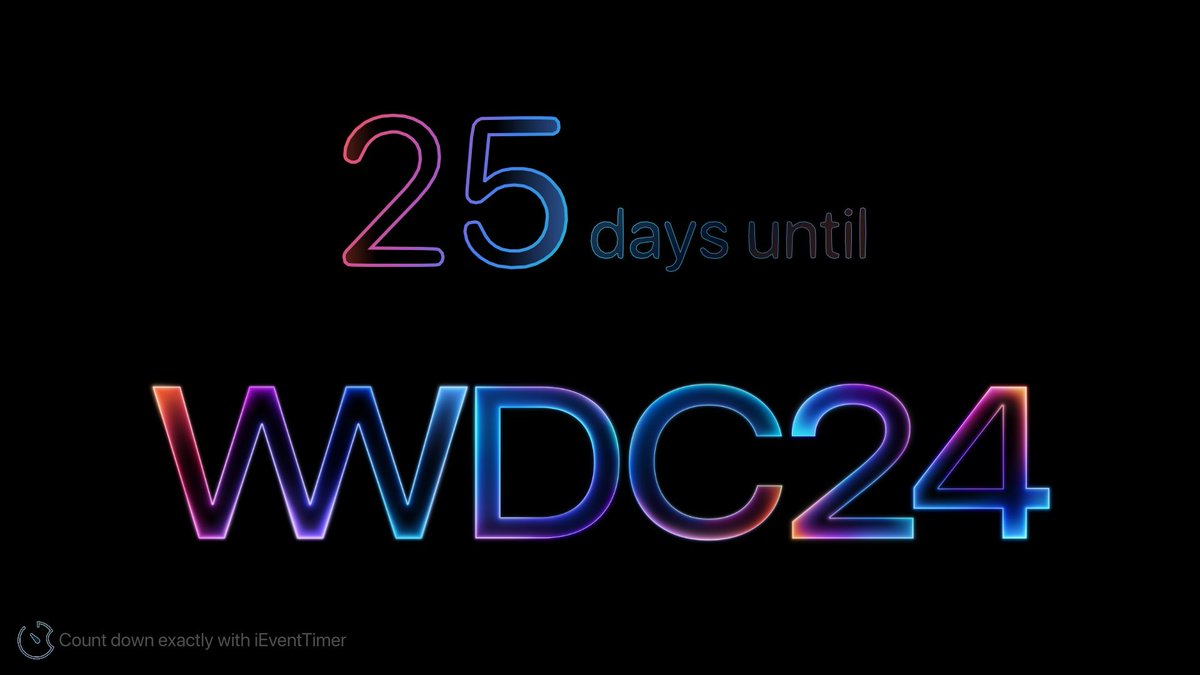 25 days until Apple’s #WWDC24. 

#AppleEvent