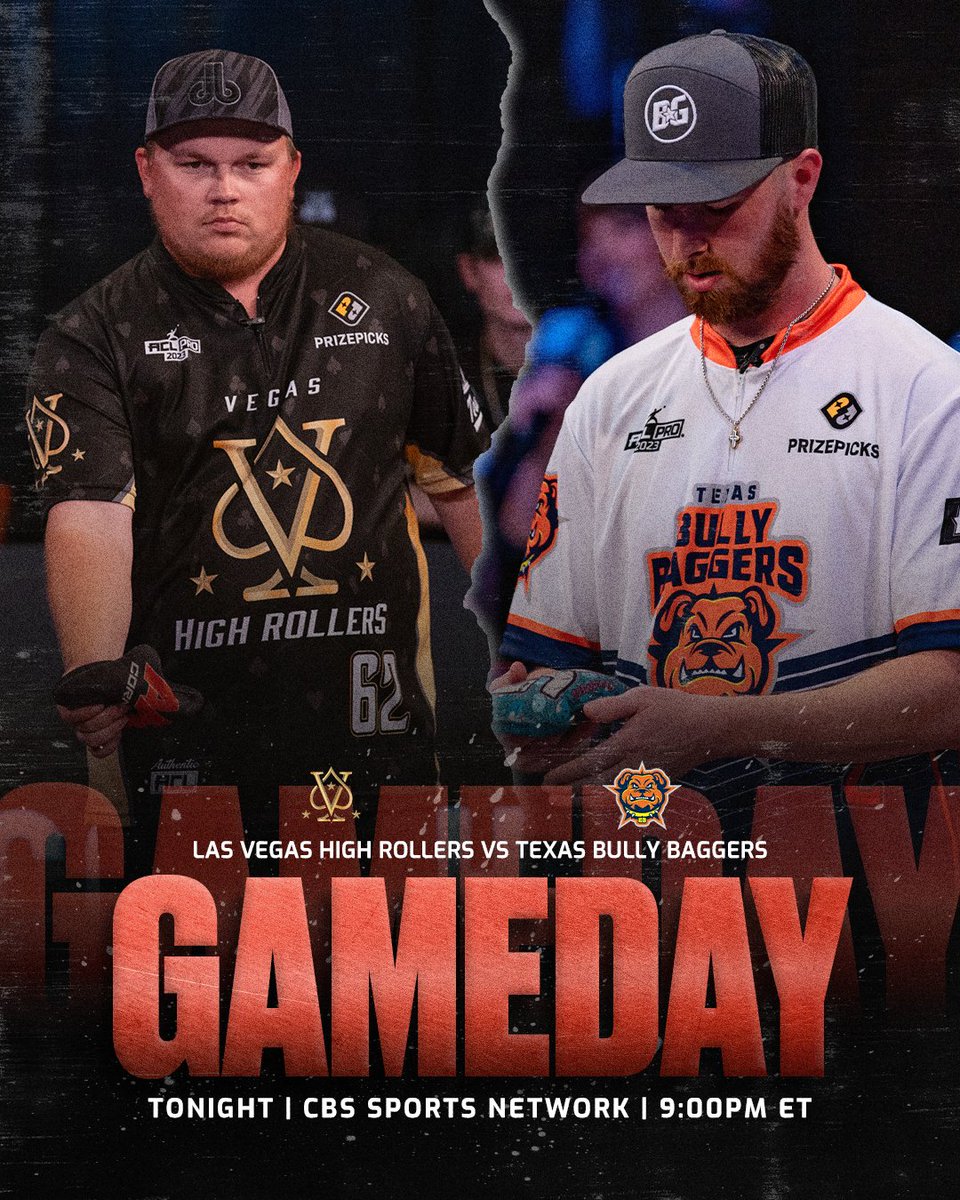 Tune in tonight at 9:00pm ET on CBS Sports Network to watch the Las Vegas High Rollers defend their turf against the Texas Bully Baggers. 👊💢 Want to join us in person? Grab your VIP tickets here ⬇️ iplayacl.co/cm2-tickets-ma…