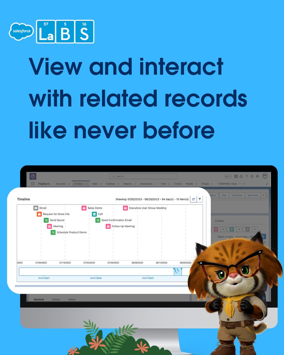 Interact with your related records like never before! ✨ Time Warp is a powerful LWC by #SalesforceLabs that enables you to interact with related records through one customizable timeline. ⭐ Learn all about this LWC here: bit.ly/LabsTimeWarp