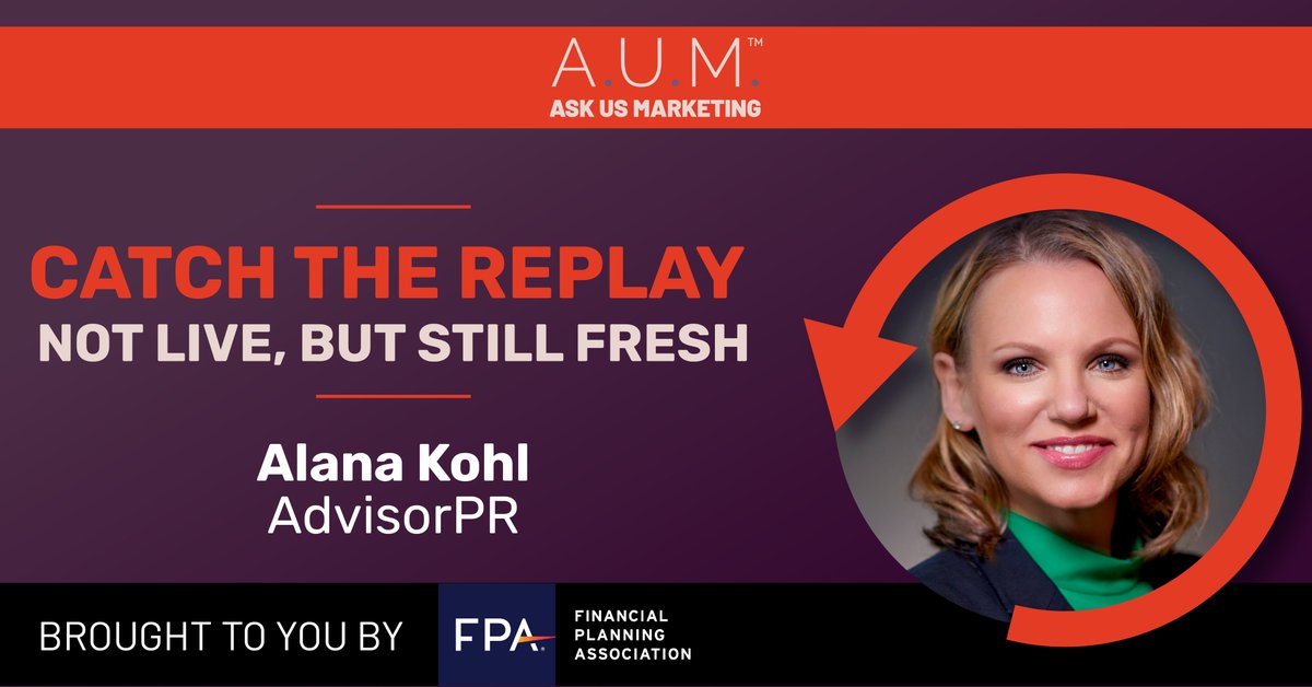 Missed our #livestream with @AlanaKohl of @advisorpr, brought to you by the @fpassociation? Don’t worry!

Boost your #brandawareness and #mediacoverage by catching the replay:

kallicollective.com/a-u-m-how-to-m…