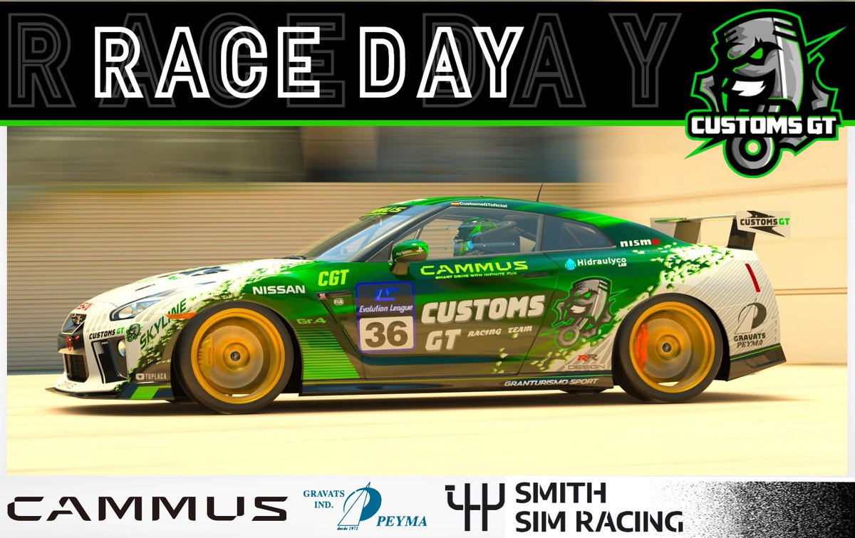 DiaDeCarrera 

🏆Carrera de <a href="/community_lc/">LC Community</a>

🕹 GT7
🛣 Autopolis

👤 <a href="/Chals_Jul/">Chals</a>

🚘 Nissan GTR

🖌 <a href="/Rikyracing2/">Rikyracing</a>

⏰ 23:00
📺 twitch.tv/yecaster?sr=a

#GoCustomsGT