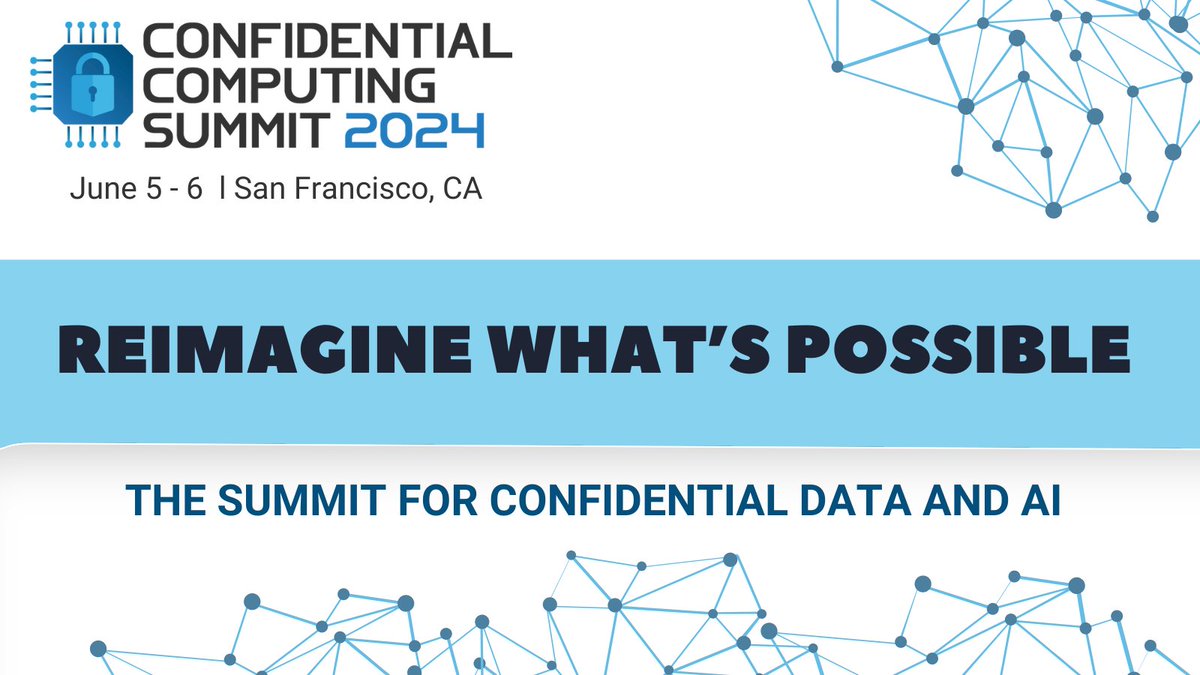 The #confidentialcomputing community is getting together to dismantle the #dataprivacy barrier and unlock AI for the enterprise. Join us and reimagine what’s possible in the fast-changing landscape of #trustworthyAI. Grab your #CCSummit tix now! hubs.la/Q02wptbB0