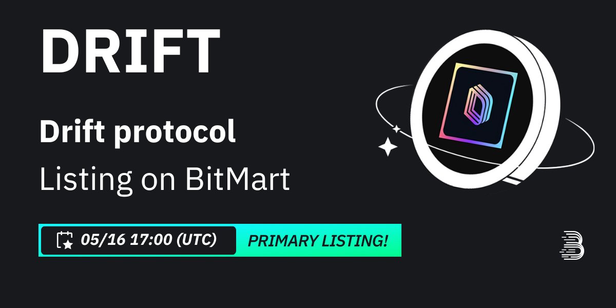 #BitMart is thrilled to announce the primary listing of Drift protocol (DRIFT) @DriftProtocol🔥 Drift is the #1 open-sourced perpetual futures platform built on Solana. Drift is the most feature-complete decentralized exchange, including spot, perpetuals and swaps. Drift