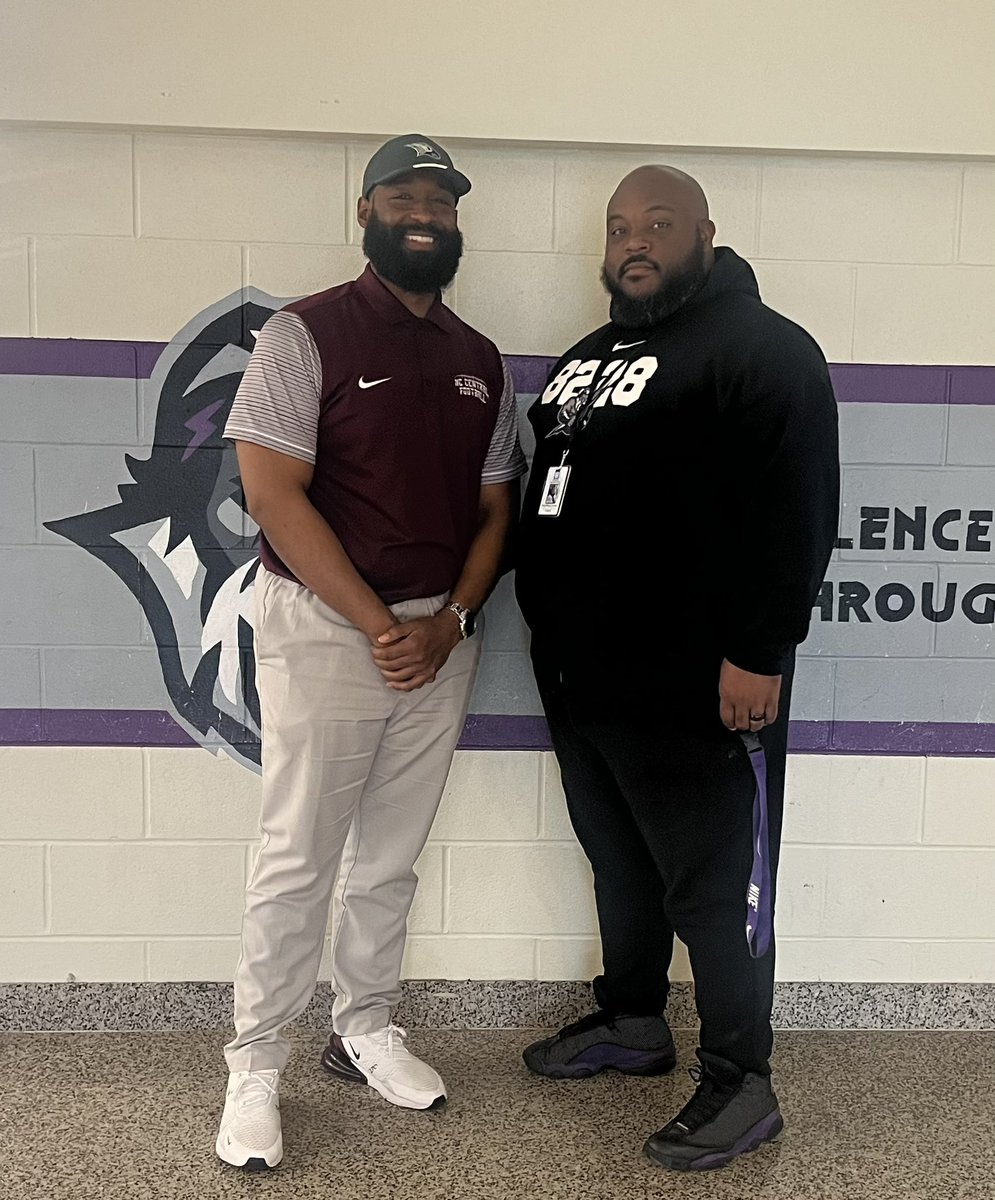 Shout out to @CoachC_Foster from @NUFBFamily, @jcprice59 from @HokiesFB, and @CoachCoard from @NCCU_Football for stopping by @SouthGarnerHS on their recruiting trails. #TitanUp8228 @SouthGarnerAD @SouthGarnerFB @RecruitsSg @ThePrincipalFai