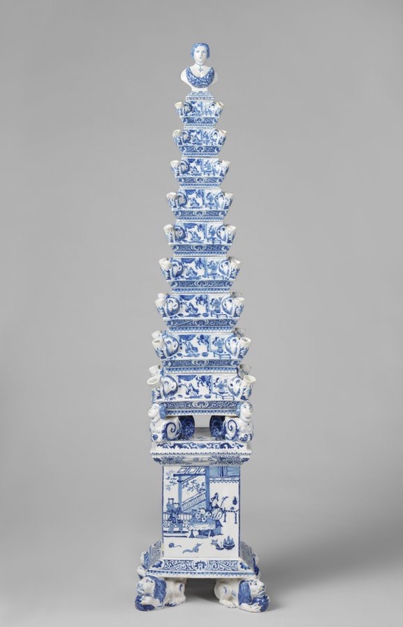 Flower pyramid vase c. 1692 - these high vases which could be loaded up with flowers came into fashion at the court of William III & Mary (Rijksmuseum)