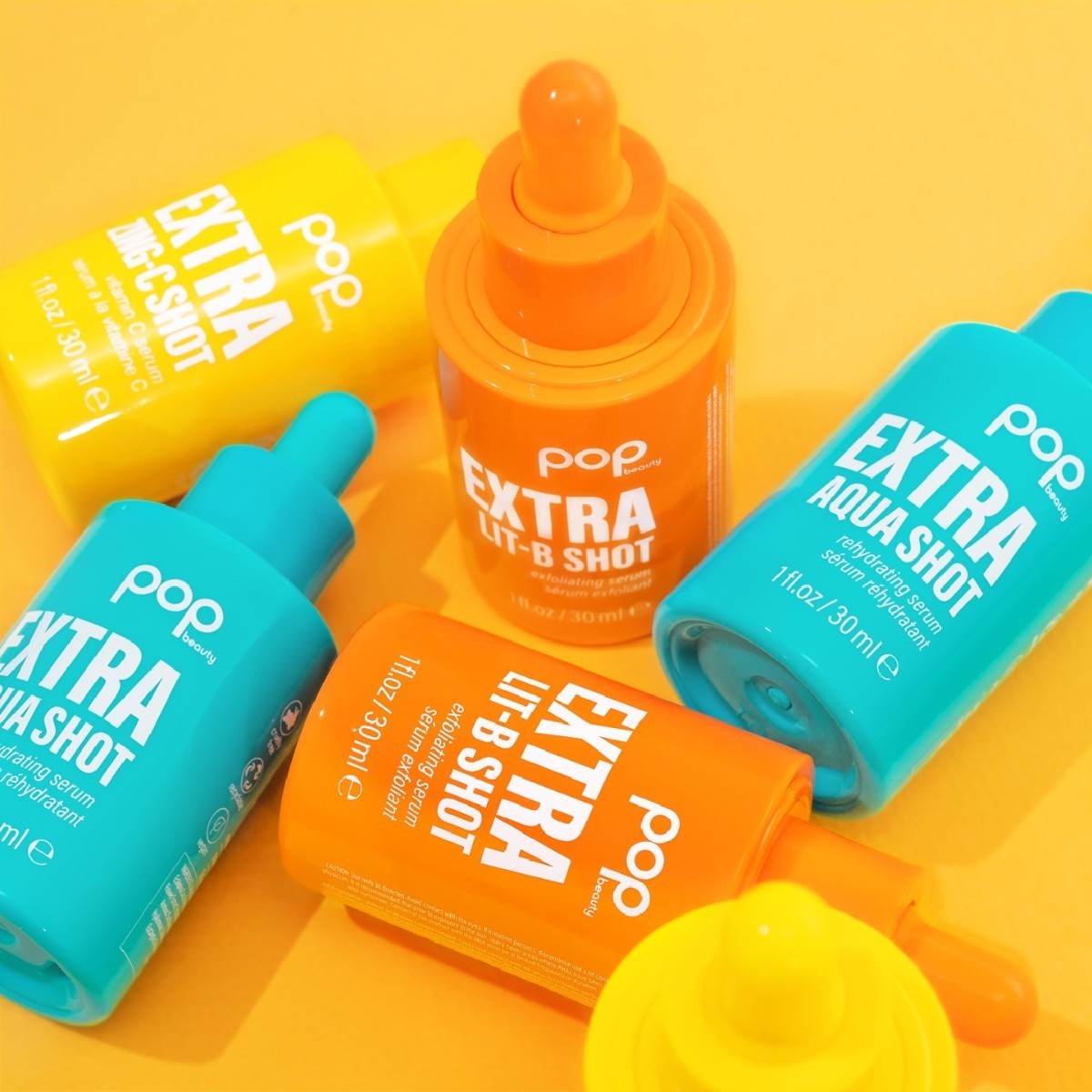 Let's get mixing! ✨ We've got a potent skin cocktail for every skin goal and type.

💛 Extra Zing-C Shot brightens.
💙 Extra Aqua Shot rehydrates.
🧡 Extra Lit-B Shot exfoliates.

Choose one or all, you are your own skincare expert after all!

#POPbeauty #Skincare #Serums