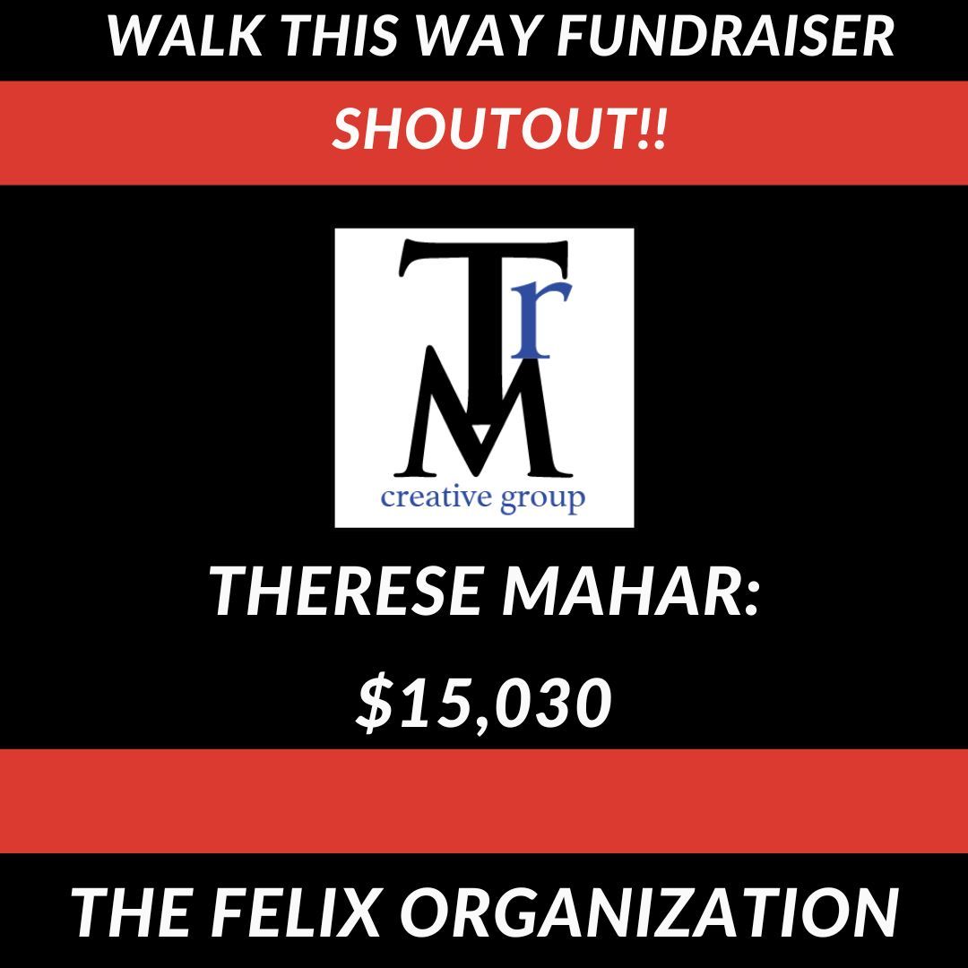 📣 Big thanks to one of our TOP fundraisers for Walk This Way: Therese Ryan Mahar! Your dedication and commitment to The Felix Organization goes above and beyond. So many foster children’s lives will be impacted this summer because of you! 🎉 @theresemahar