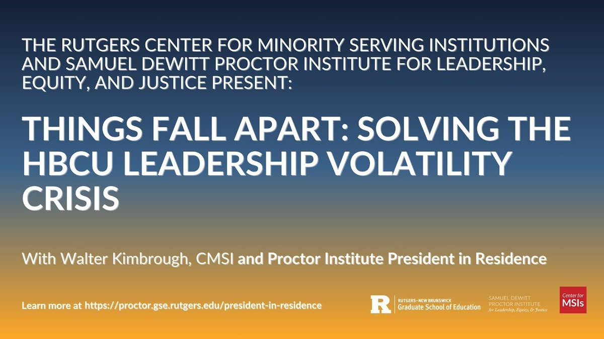 Did you miss our last #Presidentinresidence webinar? If you did, check out 'Things Fall Apart: Solving the HBCU Leadership Volatility Crisis,' on our YouTube channel! 📢 Watch here: 🔗 bit.ly/44v3yAd #HBCU #Volatility #Leadership #webinar #highered