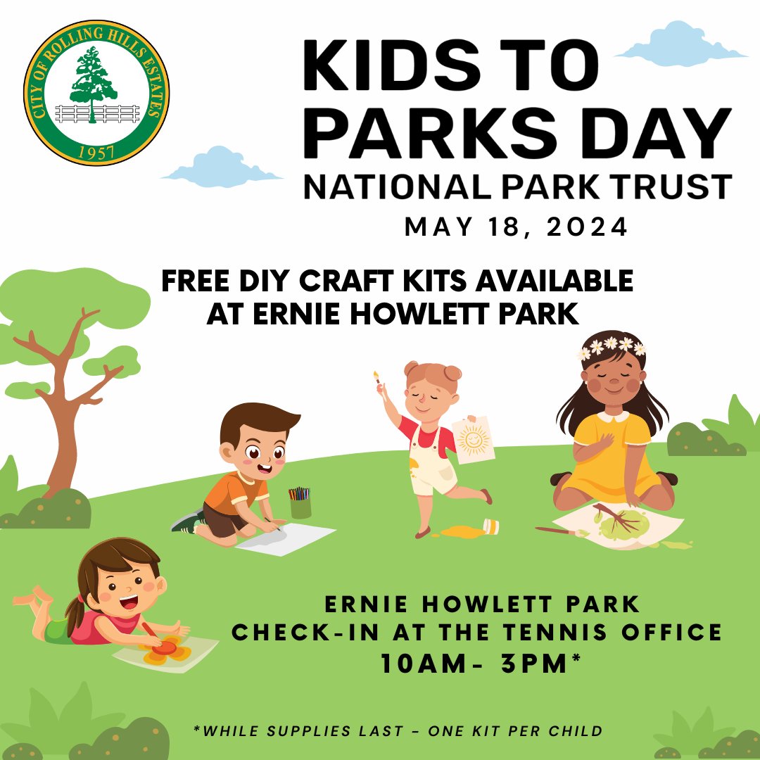 Hey #CityofRHE! Be sure to join us this Saturday, May 18th at Ernie Howlett Park as we celebrate #KidstoParksDay by giving out free DIY Craft Kits ! Learn more here: RHE.City/KidsToParksDay @NatParkTrust