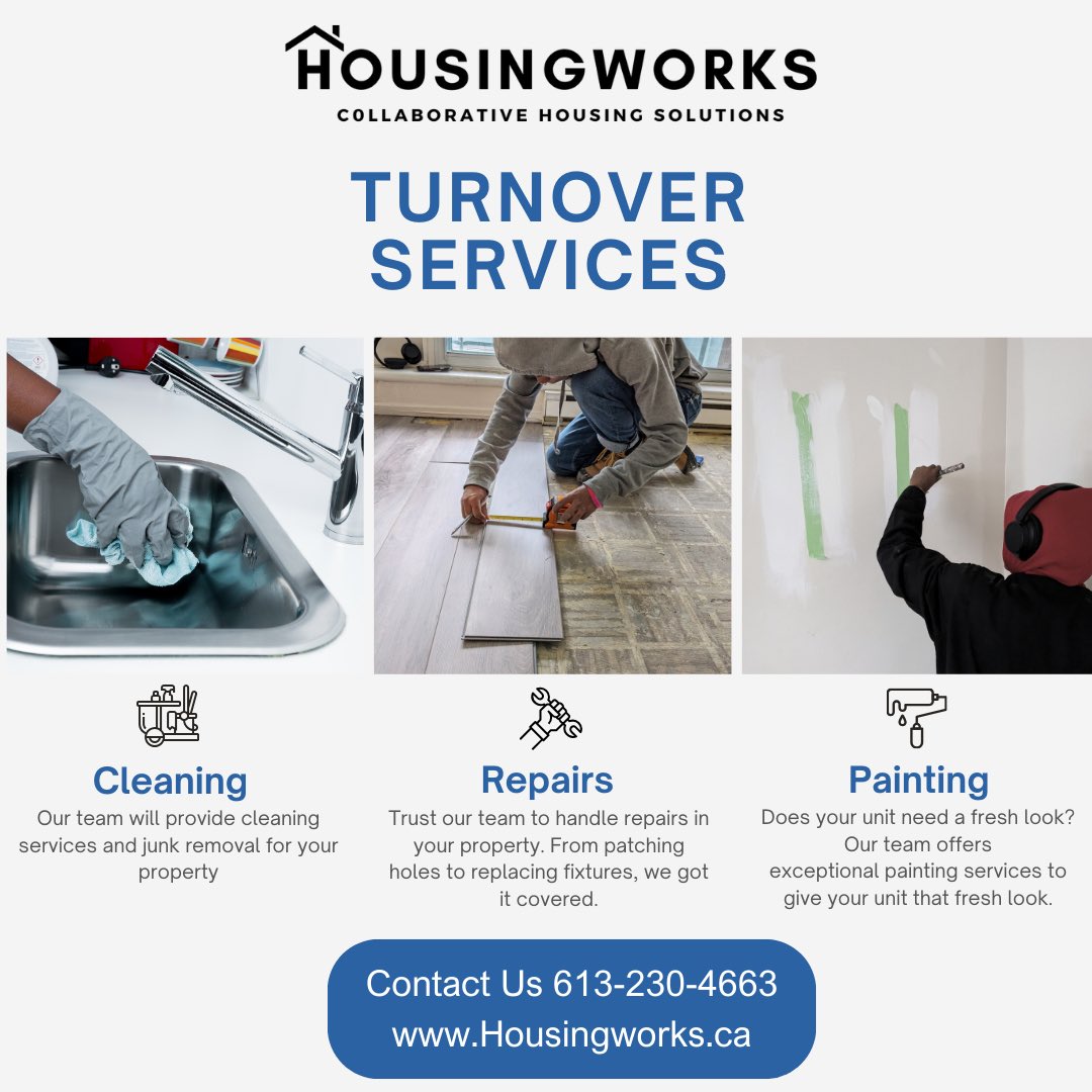 We are pleased to announce Turnovers by HousingWorks! 
We provide top-notch cleaning , painting , and repair services, but 
under the mentorship of experienced professionals, these youth gain invaluable hands-on experience and life skills!