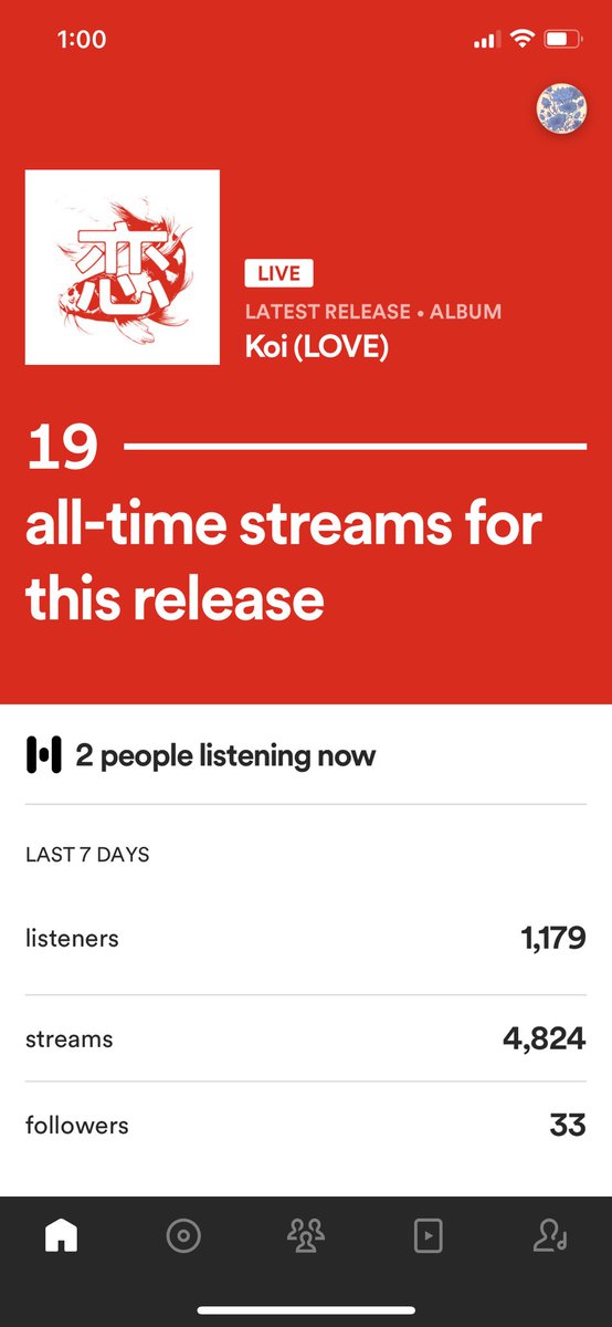 Only been out an hour and we’ve got 19 listens. So so happy about that! It’s the little dubs. open.spotify.com/album/1AgJBICM…