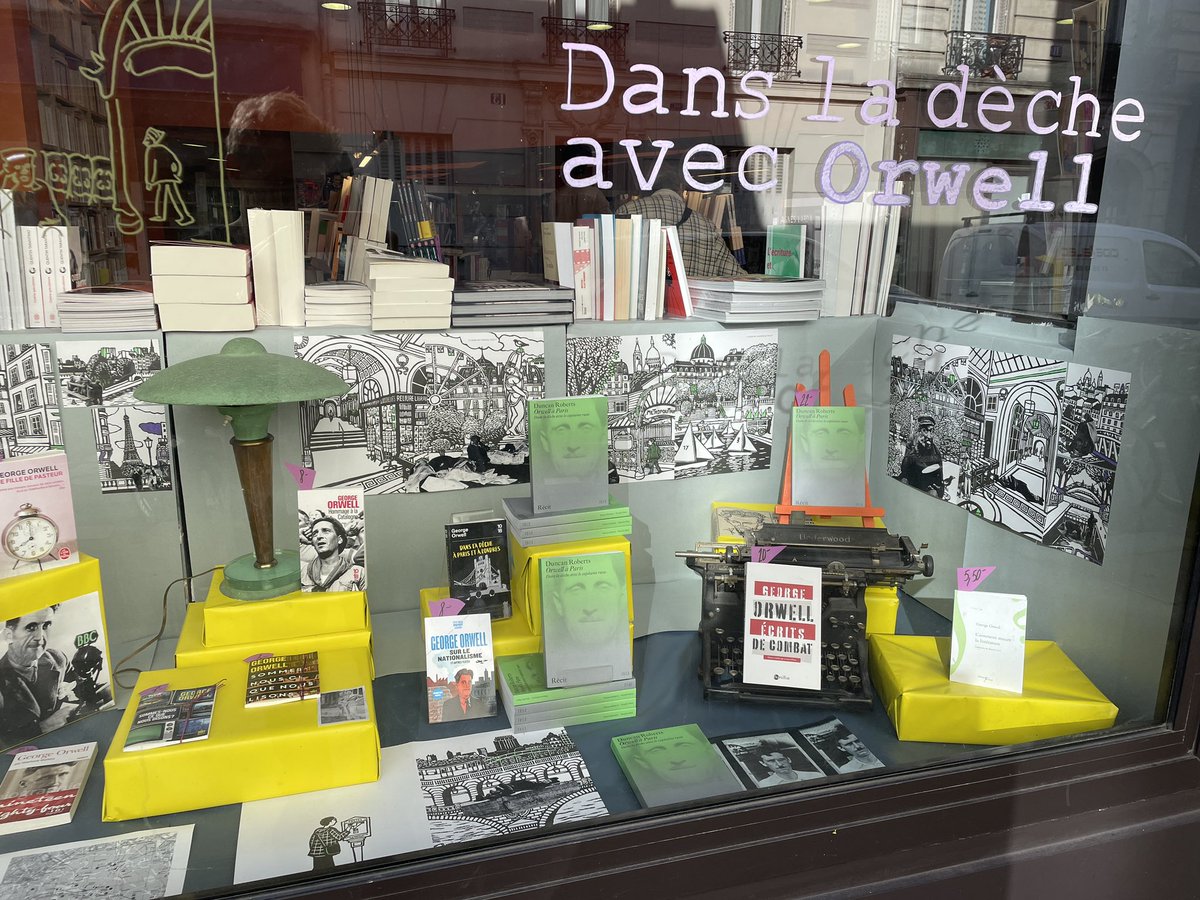 Now that’s a window display!!! :)) Book signing and presentation in half an hour, 14 rue Boulard Paris 14e. Merci La petite Lumière!! @Orwell_Society @Darcy1968 @EricNaulleau @Civil_War_Spain @nicragonneau #orwell