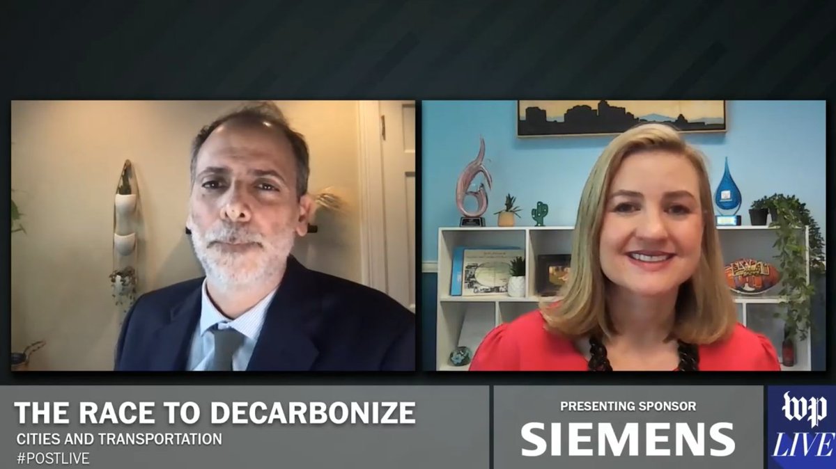 #ClimateMayors Vice-Chair @MayorGallego joined @PostLive to discuss @CityofPhoenixAZ’s efforts to decarbonize transportation, build out EV infrastructure & become a smarter city! “We’re betting big on sustainable technologies for future industries.” 📹: washingtonpost.com/washington-pos…