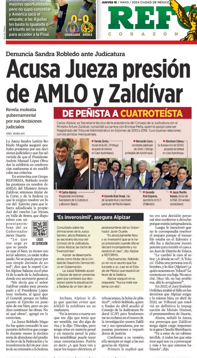 'Acusa Jueza presión de AMLO (@lopezobrador_) y Zaldívar (@ArturoZaldivarL).Revela molestia gubernamental por sus decisiones judiciales'. Las pruebas se siguen acumulando vs estos corruptos y su operador Alpízar. Zaldívar ya es un cadáver político, falta enterrarlo en la cárcel.