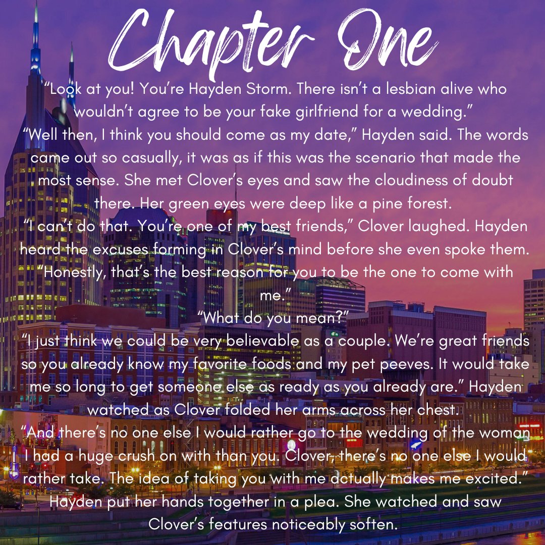 What do you do when your best friend and crush asks you to be her fake girlfriend for a wedding? You say yes! Come see Hayden and Clover find their way from just friends to so much more 💖 
amazon.com/Nashville-Nigh…
#lesfic #lesfiction #lesbianfiction #sapphic