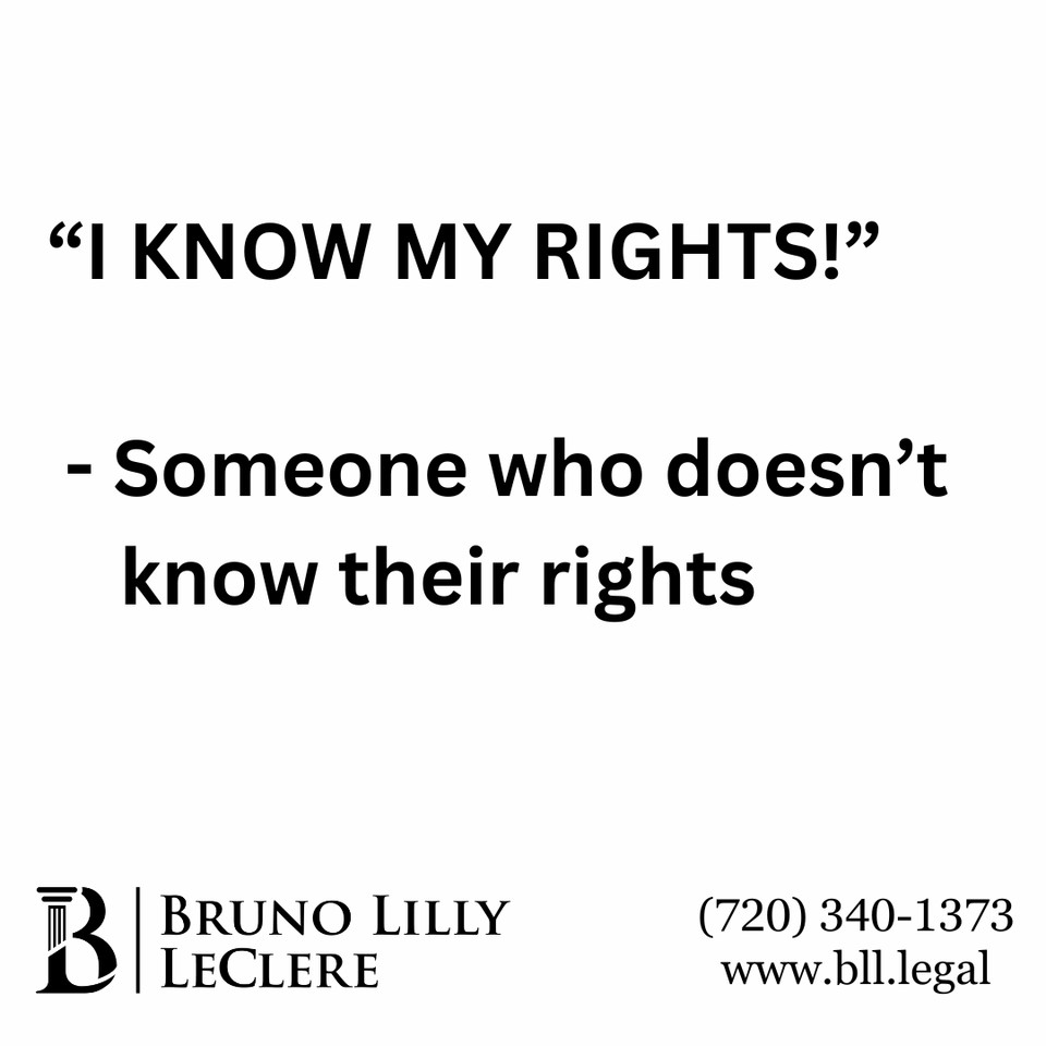 Criminal cases are complicated! Know the specifics of your rights as a criminal defendant by scheduling a FREE consultation with Bruno Lilly LeClere.
📞 (720) 340-1373 🌐 bll.legal
.
.
.
.
.
.
#BrunoLillyLeClere #BLL #DefenseAttorney #NOCO #LawyerUp #KnowYourRights