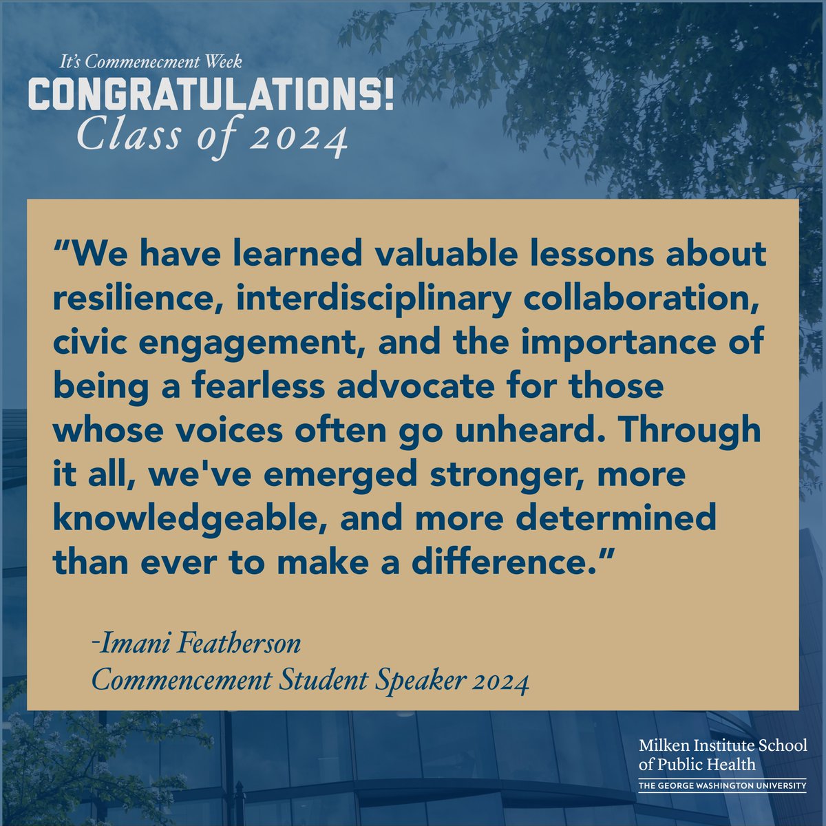 Commencement Student Speaker 2024
Imani Featherson #gwpublichealth #commencement24 #raisehigh