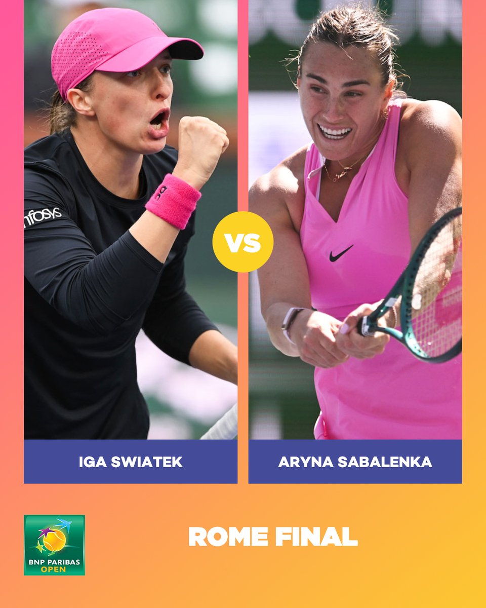 Here we go again 🔥 @iga_swiatek faces @SabalenkaA for the @InteBNLdItalia title! #TennisParadise