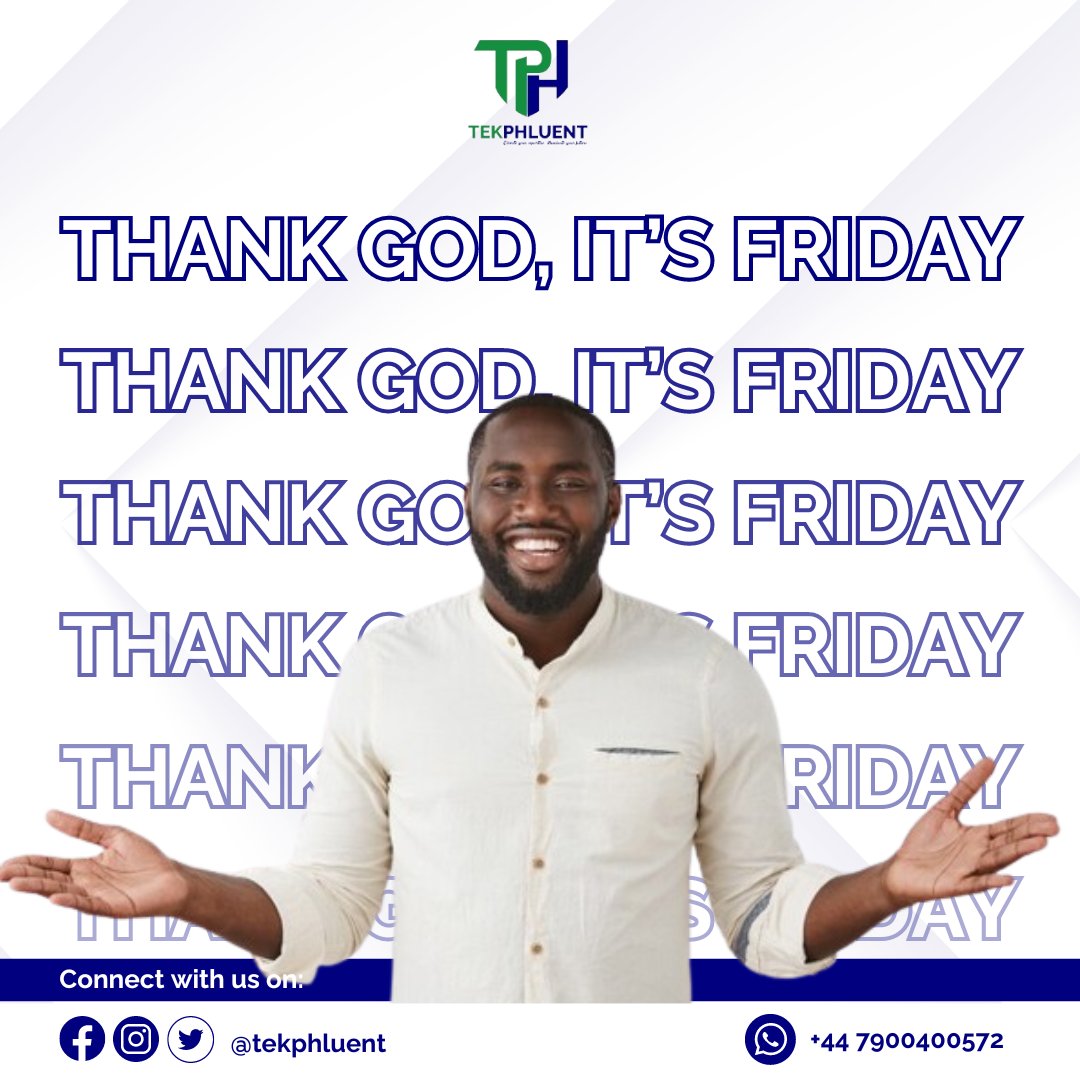 TGIF! Wishing all our tech enthusiasts a fantastic Friday and a weekend filled with relaxation, rejuvenation, and maybe a little tech tinkering! Let's recharge our batteries and get ready to conquer the tech world next week!

#Tekphluent #TGIF #HappyWeekend #TechEnthusiasts