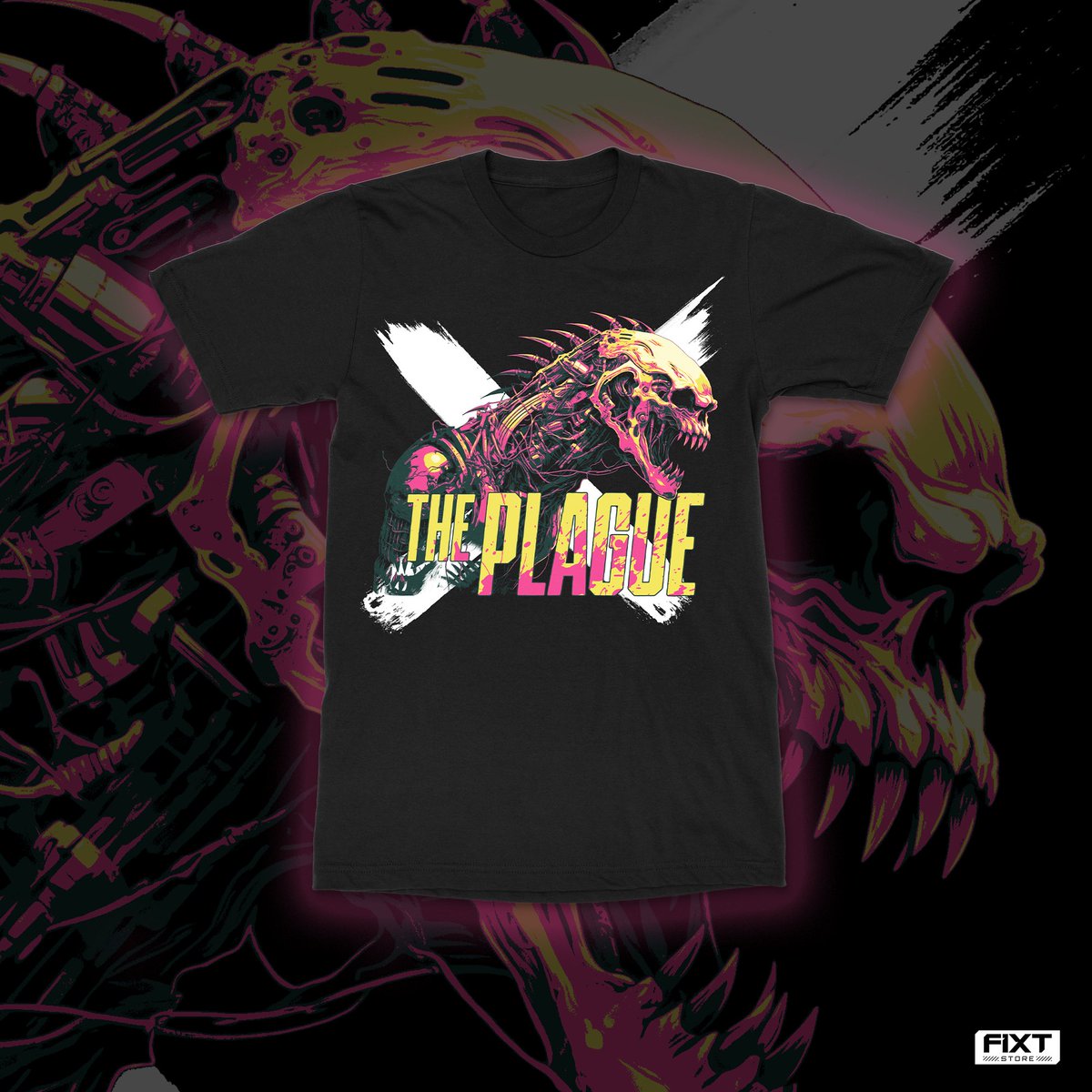 Who says you have to wear ALL black... Stand out in style with the new @ThePlagueMusic shirt ➡️ fixtstore.com/the-plague