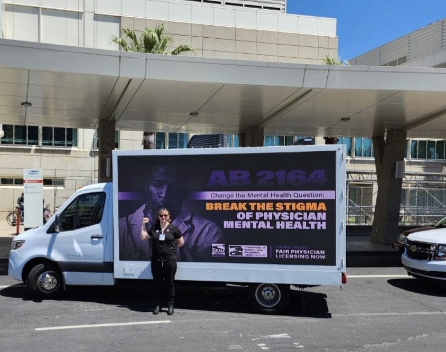 It's #MentalHeathAwarenessMonth. Members of @cirseiu are spreading the word: It's time to STOP stigmatizing physician mental health! #AB2164 #YesOnAB2164 #CALeg @AsmMarcBerman author