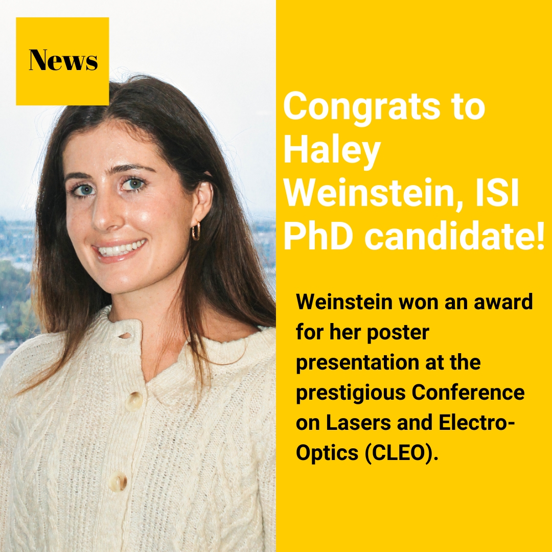 Weinstein's presentation, “Experimental Implementation of Quantum Steganography Using Coherent States,” received one of three best-poster awards from the Division of Laser Science.⁠ @USCViterbi @USCedu⁠ ⁠ Check it out here: bit.ly/4bJpiuH