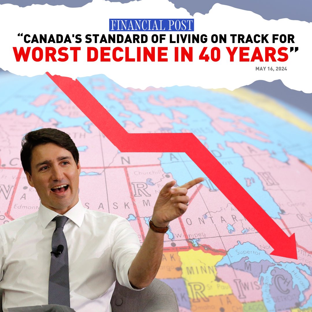 After 9 years of Justin Trudeau, Canada's standard of living is now on track to have the WORST DECLINE IN 40 YEARS.

He's not worth the cost.