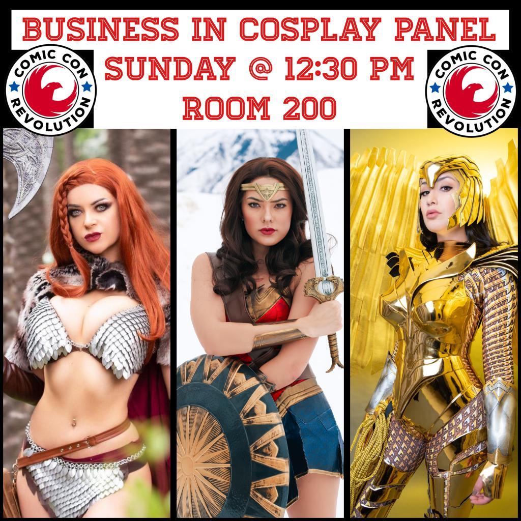 Come see us at #comicconrevolution this weekend! @JoanieBrosas @RosannaCosplay