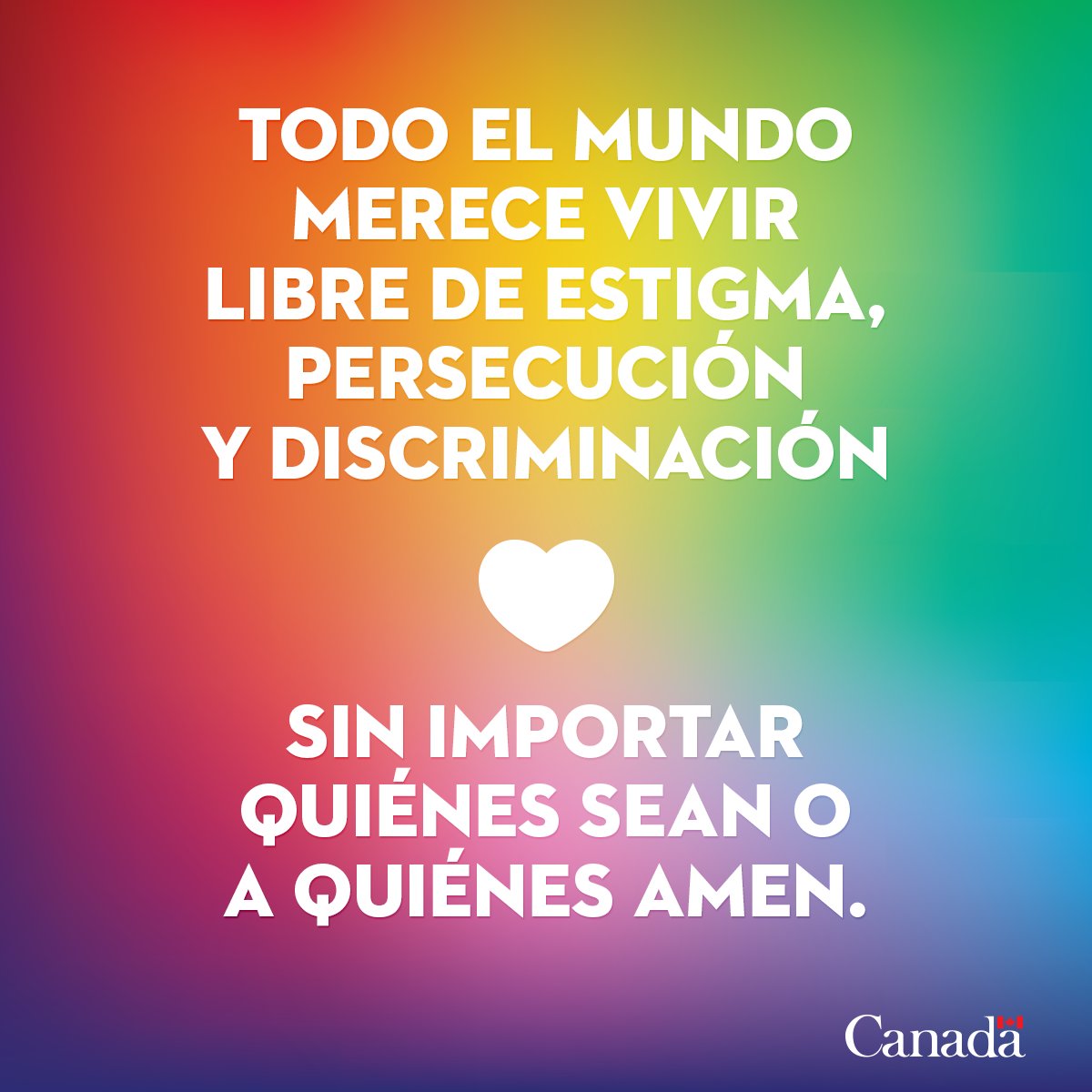 El 17 de mayo / Día Internacional contra la Homofobia, Bifobia y Transfobía y todos los demás días, pongamos fin a la violencia y a la discriminación contra las personas #LGBTIQ +. 🌈🤍💗💙🤎🖤❤️🧡💛💚💙💜🌈 #CanadáOrgullo #AmorEsAmor