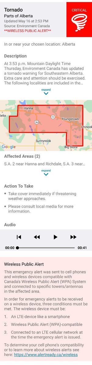 Shared: Tornado Alert - Parts of Alberta alberta.ca/emergencyalert