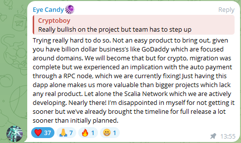 When a team is working hard on revolutionary, innovative tech I take note. 

$SCALE is one of my #DePIN plays for a reason. The entry here for R/R is a dream for a lot of projects and if the devs deliver here, I'm calling a full moonshot. 

Pure Ownership and Accountability 🤝