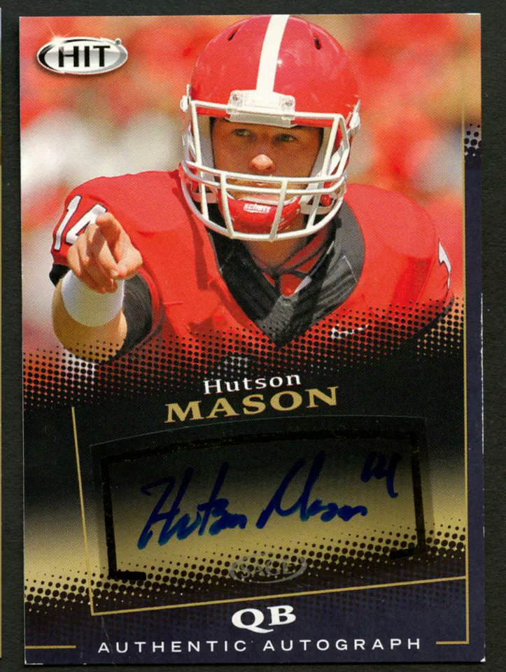 We have here a Football 2015 Hutson Mason #Georgia Hit Sage Rookie Certified Autograph Card #A19. Asking $2.00. Feel free to make any offers. Retweet or stack if you want. @Acollectorsdrea @sports_sell @CardboardEchoes @HobbyRetweet_ @HobbyConnector
