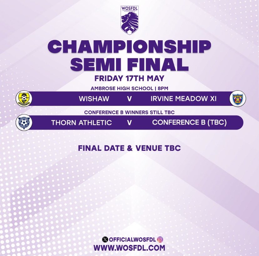 Another big game for the group  on Friday and a real tough one as we welcome Irvine meadow in the play off semi  final all teams have done well to get there so all will be  brilliant 50 /50 games