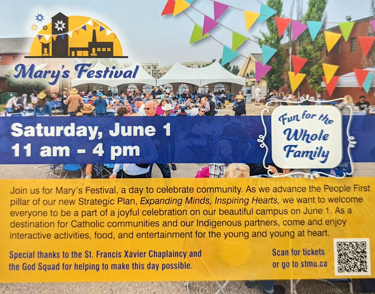 Join Mary's Festival on Saturday June 1rst, from 11am- 4pm, and be part of a joyful celebration!😃 Click for more information: stmu.ca/events/ @St. Mary's University #larchecalgarycommunity #ShareLife