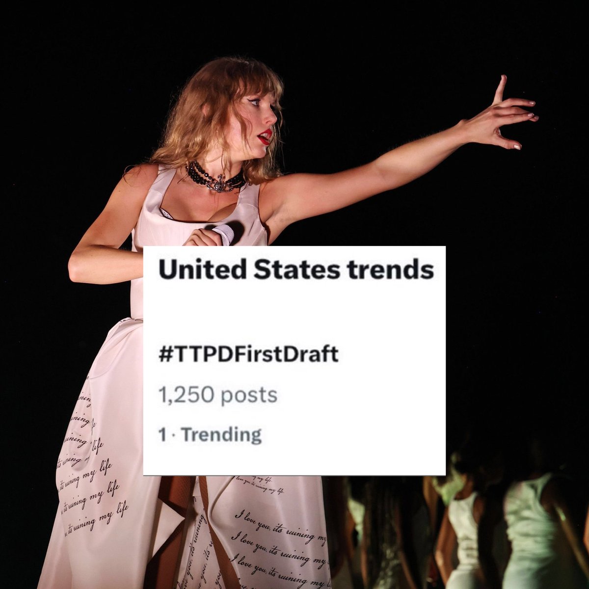 🤍| #TTPDFirstDraft trends at #1 on US Twitter!