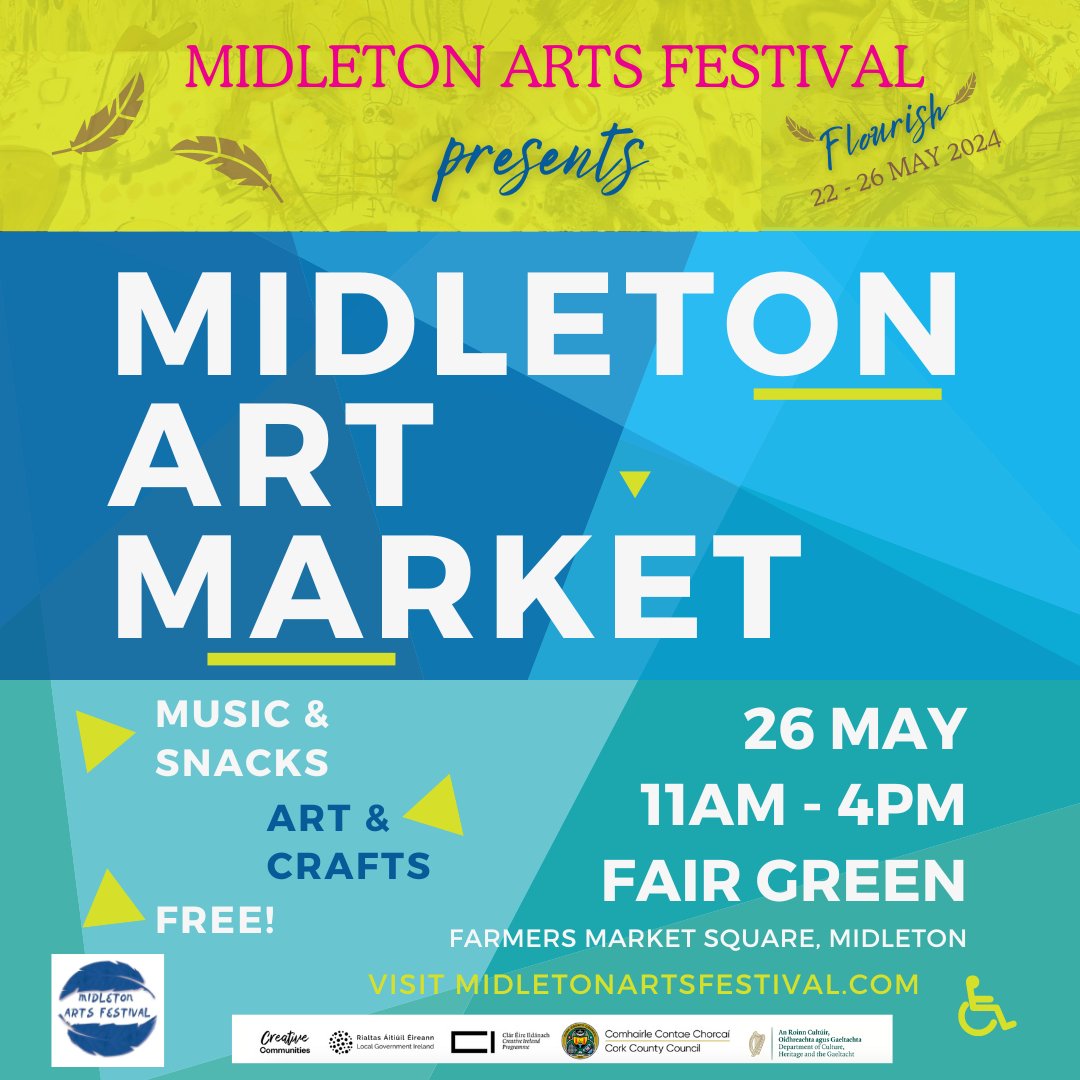 MidletonArts's tweet image. The best art market in East Cork? Midleton Art Market has an original music stage, 50 artists and crafters stalls, food from Spice Genie, mocktails from Church Lane and a chill party atmosphere. 11-4pm - The 26th will be glorious!! #artandcraft #supportlocalart