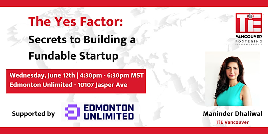 Attention founders in the Edmonton region! Check out this NEW event:
What makes startups fundable – secrets from the world's largest angel group, by @dhaliwalmk and @tievancouver

Happening on June 12th!

…eglobalseminar-edmonton.eventbrite.ca