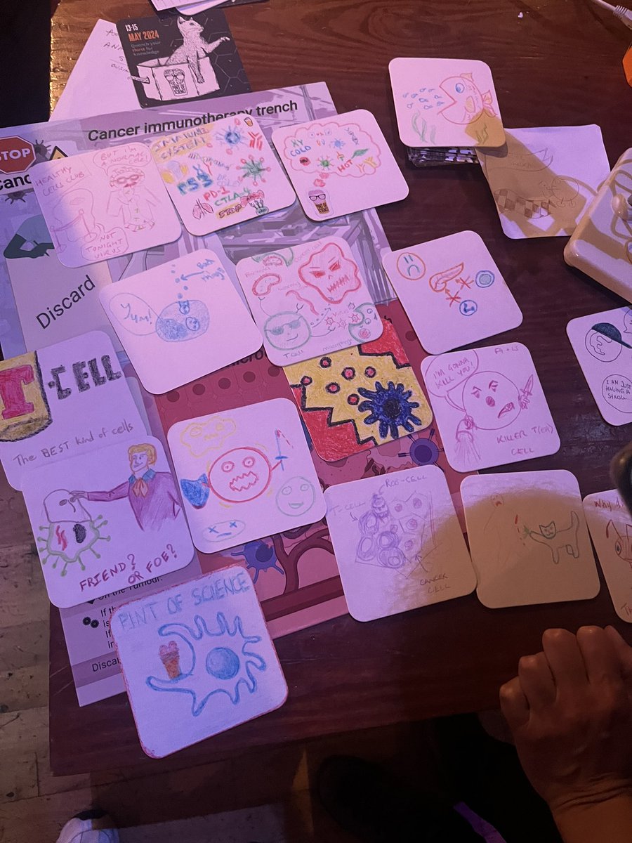 Dr Amy Shergold (she/her) (@amyshergold) on Twitter photo Had a great time at <a href="/pintofscience/">Pint of Science UK</a> with <a href="/RobWiesheu/">Rob Wiesheu</a> and <a href="/XimenaRaffo/">Ximena Raffo</a> talking about cancer immunology 🍻
I hope I managed to convince everyone that dendritic cells are the coolest of all the immune cells 😉
How cool are audience’s immune-themed coaster designs? 🦠 Had a great time at <a href="/pintofscience/">Pint of Science UK</a> with <a href="/RobWiesheu/">Rob Wiesheu</a> and <a href="/XimenaRaffo/">Ximena Raffo</a> talking about cancer immunology 🍻
I hope I managed to convince everyone that dendritic cells are the coolest of all the immune cells 😉
How cool are audience’s immune-themed coaster designs? 🦠