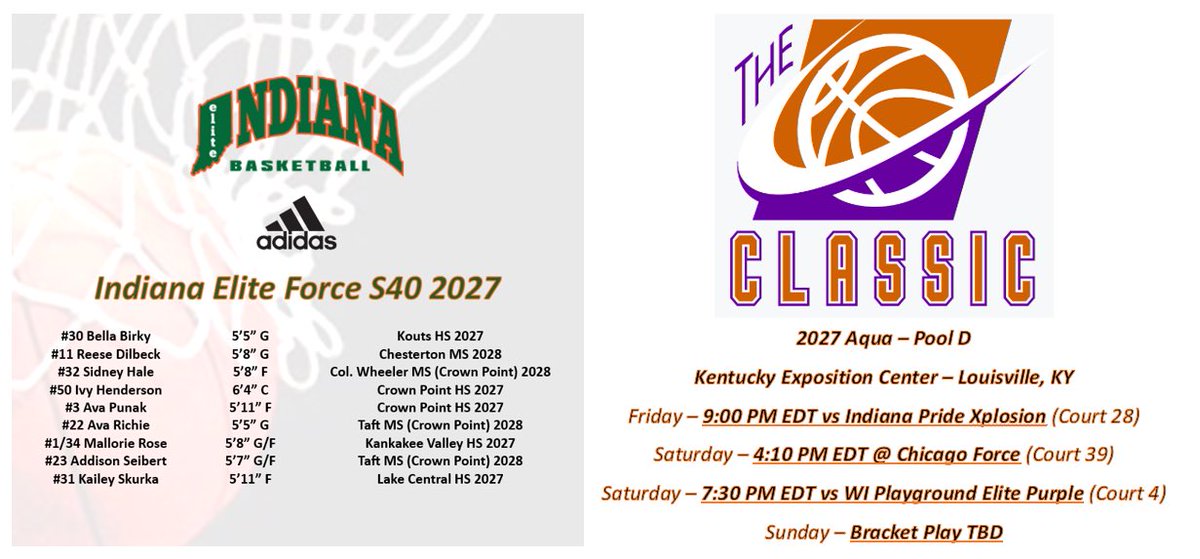 INEliteForce's tweet image. Excited for The Classic! @IndianaEliteWBB