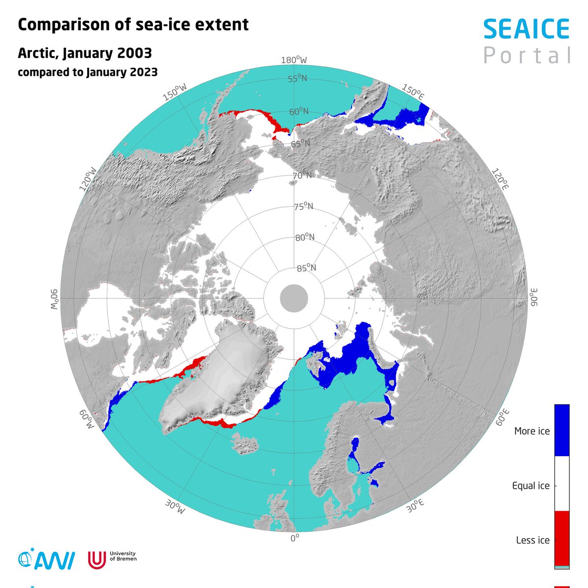 This one image demolishes the UN's greedy globalist scam about climate change, blaming a trace gas CO2. The Arctic is as extensively ice covered today as it was 20 years ago, if not more. The Antarctic and Greenland are still ice covered. Surely warmth brings only life & hope.