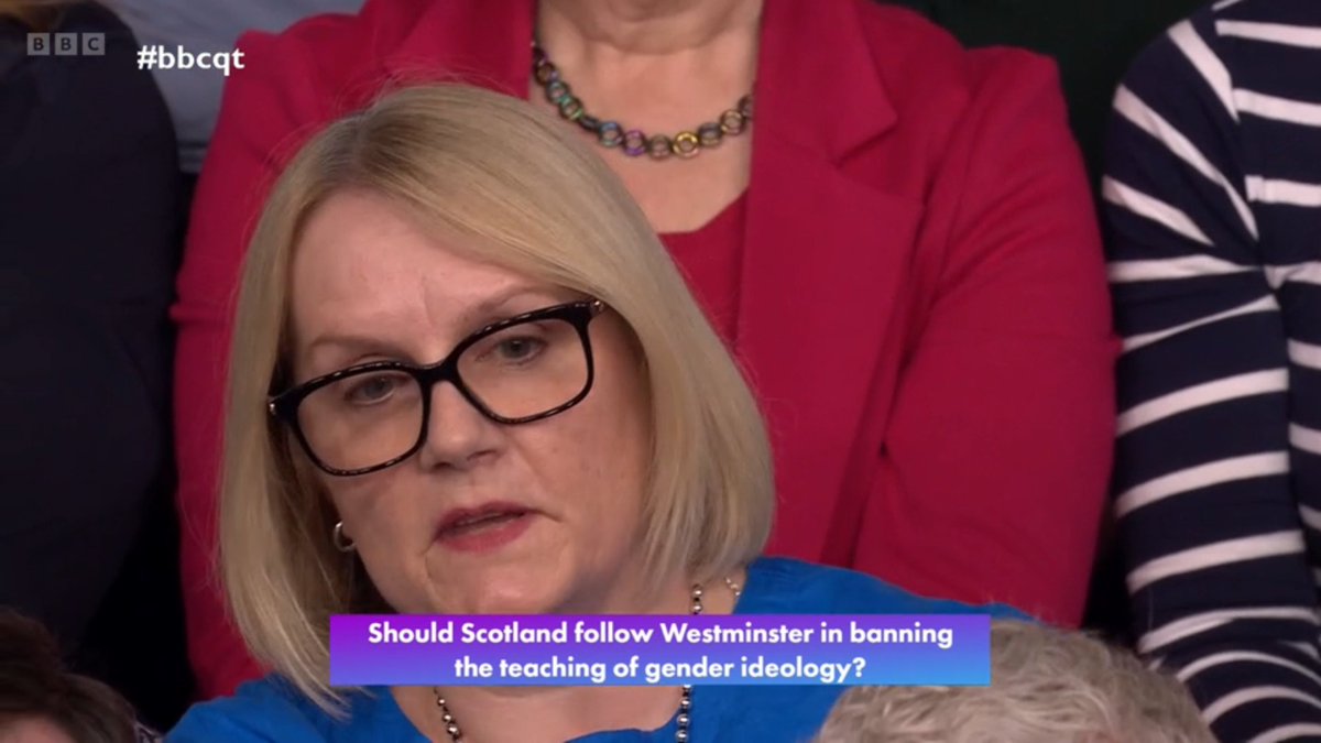 'Don't tell children they are born into the wrong body'. Eugh, how dumb do you have to be, to think that's what teachers tell children? #bbcqt #bbcquestiontime #questiontime