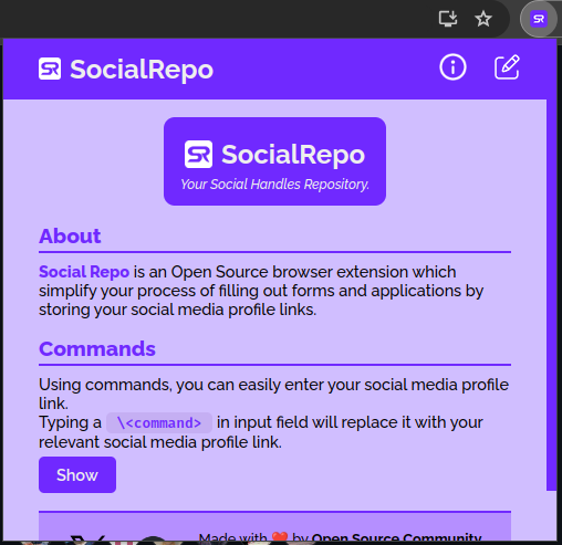 Param3021's tweet photo. Day 11 of Building @SocialRepo  #buildinginpublic 🚀

Front Panel Info Panel &amp; Edit Panel of SocialRepo is finished!
Just a few touch ups left.

Merged 2 PRs amazing today! 💫
5 issues are there, will add more!
https://t.co/ZHvpXVJXOH

Now I will work on cmds logic.

#opensource https://t.co/Cil8KGaYFL