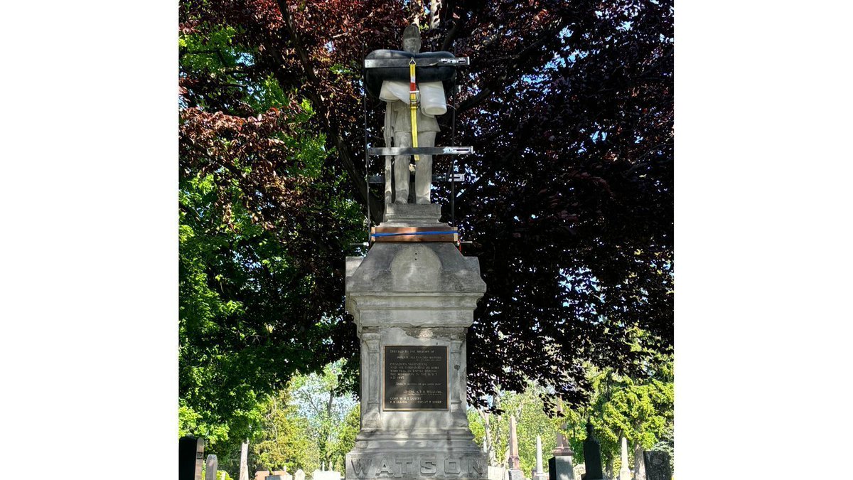 MatSiscoe's tweet photo. The relocation of the Watson statue to where it was originally intended, near Private Watsonβs gravesite in Victoria Lawn cemetery, is a step forward for all members of our community. https://t.co/WClqhCSXkv