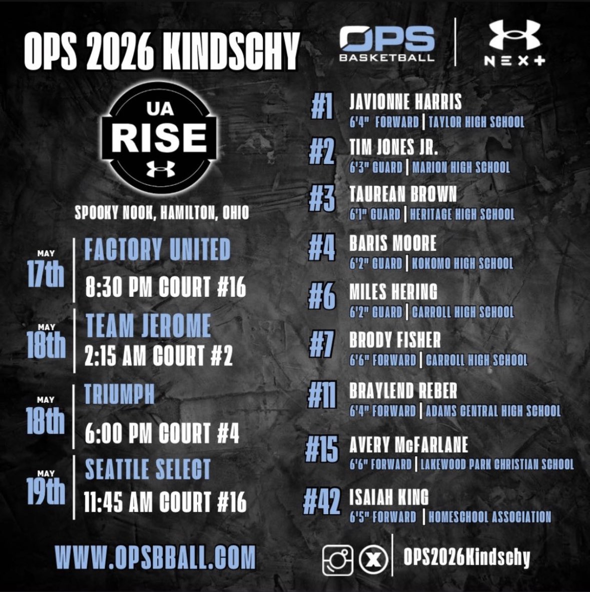 Looking forward to our first UA Rise event in Hamilton, OH this weekend!

Updated roster and schedule below… @OPS_bball