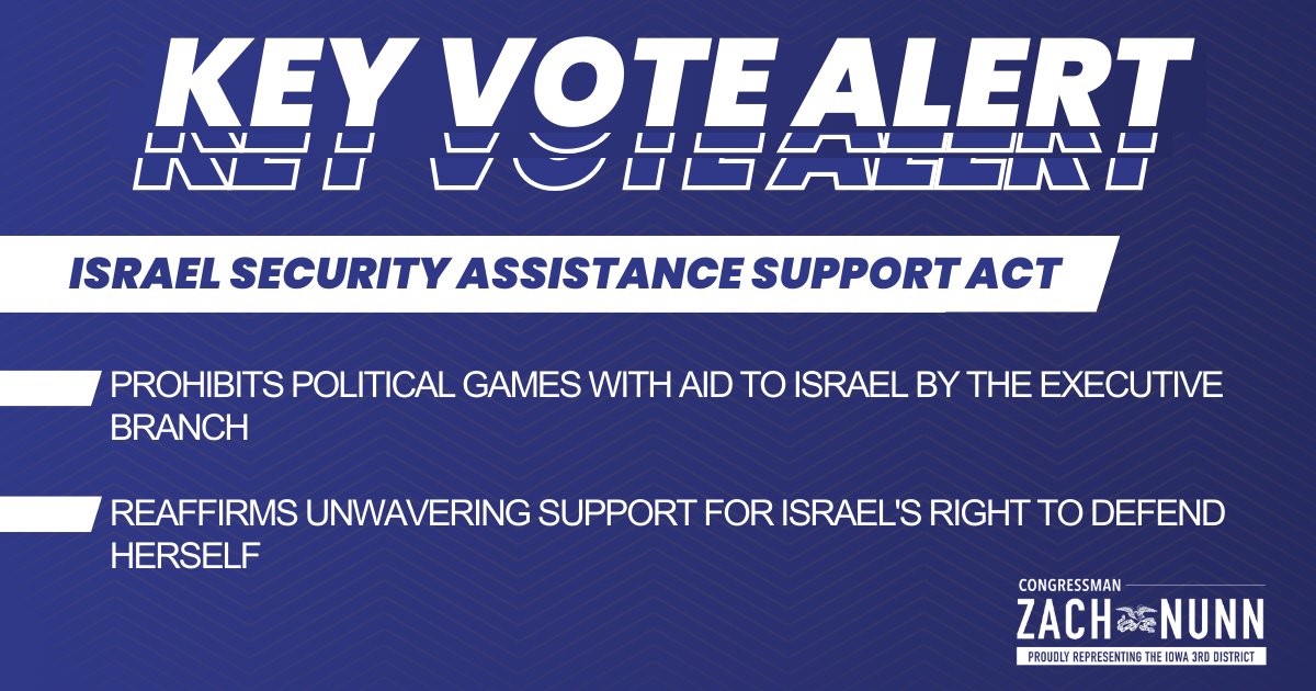 I just took a stance to ensure our strongest ally in the Middle East gets the support she needs. I just voted for legislation to prohibit the President from withholding aid and require that the Administration quickly send all permitted aid to Israel.