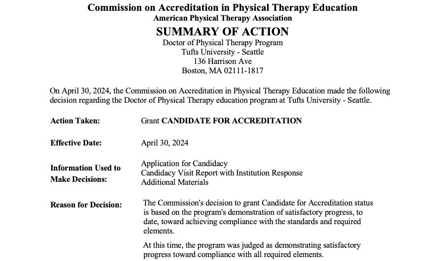 Candidacy for Accreditation Achieved!