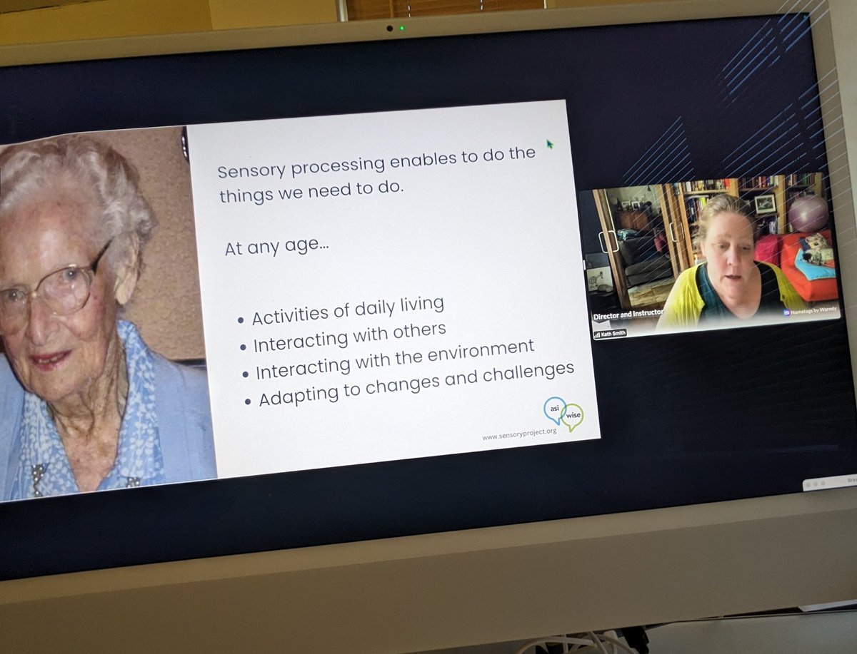 Fascinating and thought provoking session this evening from @asi_wise, as part of their #mentalhealthawarenessweek event, exploring #sensoryintegration aging and #dementia Thank you 🙏

#occupationaltherapy #physiotherapy
#speechandlanguagetherapy

#DementiaAwarenessWeek