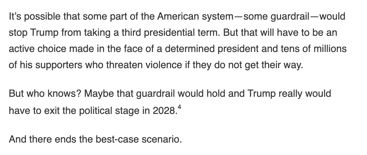 Read this from @jvlast bc its the most important issue this election: If Trump returns to the White House, he won't leave. The question is: Do you want Biden for 4 more years and then another election or do you want Trump for the remainder of his life however long that is.